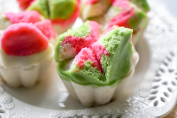 Colourful Blossom Steamed Cupcake or Apam Mekar