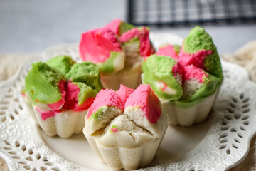 Colourful Blossom Steamed Cupcake or Apam Mekar