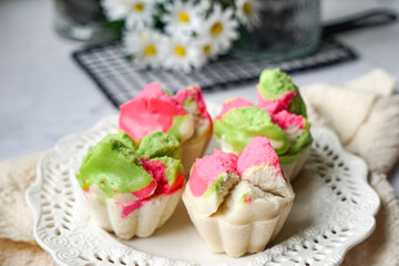 Colourful Blossom Steamed Cupcake or Apam Mekar