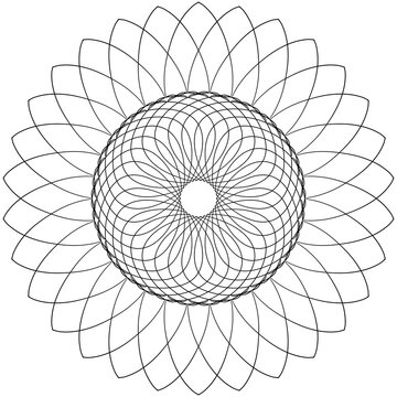 Mandala coloring page for adults, botanical mandala coloring page for adults. Hand-drawn floral line art mandala coloring page for adults. Coloring page for stress relief. Bohemian, tattoo.
