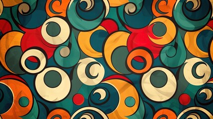 Orange tone retro pattern wallpaper