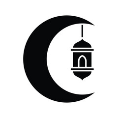 light moon icon solid vector design in trendy style