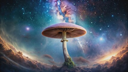 Alien mushroom floating in space, alien, mushroom, space, extraterrestrial, cosmic, sci-fi, mysterious, surreal
