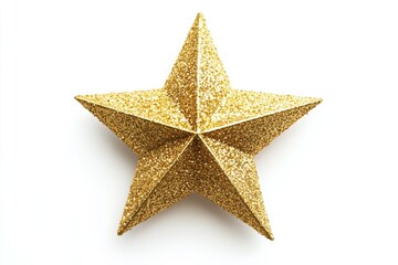 Golden Christmas Star isolated on white background  top view.