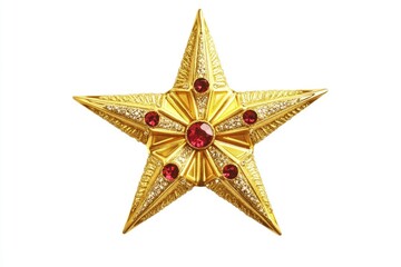 Obraz premium Golden Christmas star jewels sticker on white background.