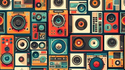 Obraz premium Retro tech pattern wallpaper