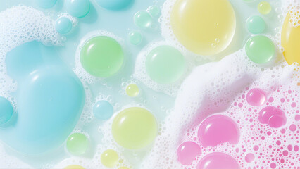 Translucent Bubbles with Gentle Colors in Foam