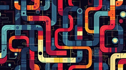 Retro tech pattern wallpaper