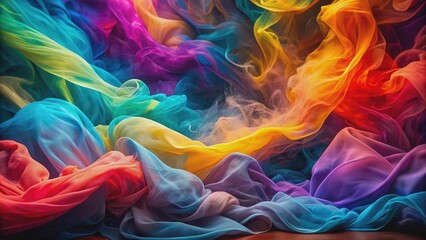 Obraz premium Abstract background with colorful wavy fabric textures and smoke effects, abstract, background, colorful, wavy, fabric