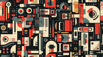 Retro tech pattern wallpaper