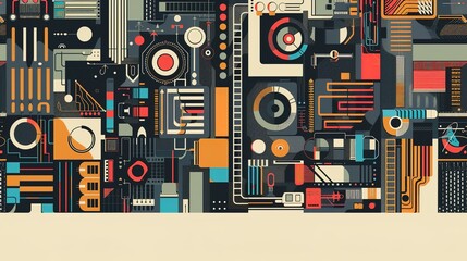 Retro tech pattern wallpaper