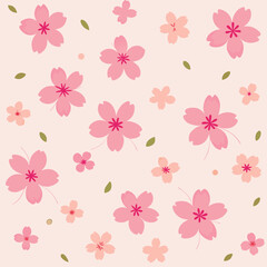 Adobe Illustrator Artwork pattern of cherry blossoms, using small, delicate flowers with minimal lines.