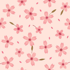 Adobe Illustrator Artwork pattern of cherry blossoms, using small, delicate flowers with minimal lines.