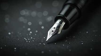 luxury fountain pen in the dark