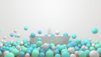 Colorful balloons flying in the room. 3D illustration, 3D rendering	
