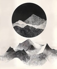 Line Art Mountains and Night Sky abstract wallpaper