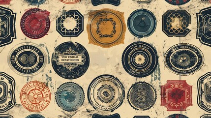vintage label pattern wallpaper