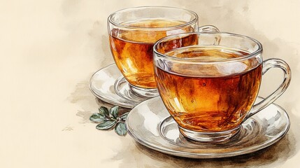 A transparent kettle filled with tea, isolated on a white background. The tea’s rich color and the sleek design of the kettle are clearly visible, making it ideal for beverage-related content,