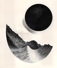 Monochrome Mountains and Eclipse abstract wallpaper