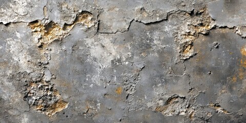 Obraz premium Weathered Gray Concrete Wall with Flakes and Cracks