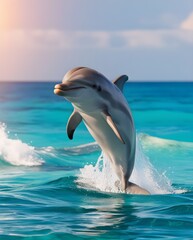 Fototapeta premium A dolphin jumping out of the water