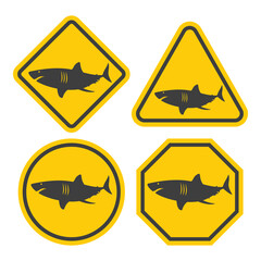 SHARK ZONE No swimming  flat symbol