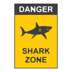 SHARK ZONE No swimming  flat symbol