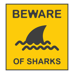 SHARK ZONE No swimming  flat symbol