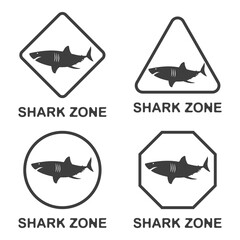 SHARK ZONE No swimming  flat symbol