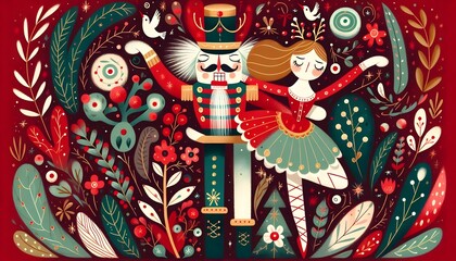 Nutcracker Festivo: Magia Navideña Ilustrada