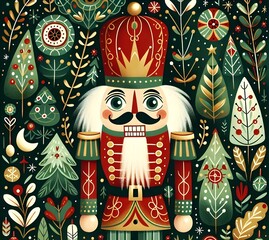 Fototapeta premium Nutcracker Festivo: Magia Navideña Ilustrada