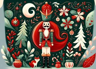 Nutcracker Festivo: Magia Navideña Ilustrada