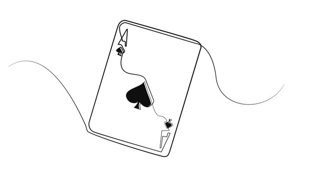 recommend clip art: line art of playing cards.ace card single line vector.ace card icon drawn in one line