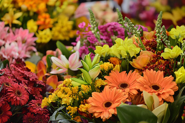 Colorful Floral Arrangements Preparation for All Saints' Day  