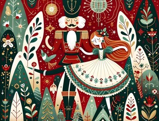 Fototapeta premium Nutcracker Festivo: Magia Navideña Ilustrada