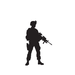Soldier silhouette. Soldier vector design black and white. Soldier logo, icon.