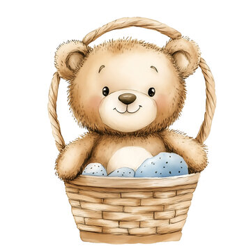 recommend clip art: Cute baby bear with pastel blue watercolor, good for nursery or book, clip art