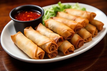 Filipino food, "Lumpia Shanghai" or spring rolls are deep-fried appetizers of meat or vegetables