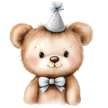 recommend clip art: Cute baby bear with pastel blue watercolor, good for nursery or book, clip art