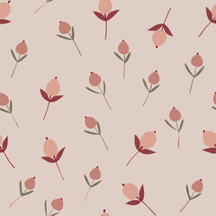 Illustration of a pattern of tiny, abstract rosebuds scattered evenly across the canvas.