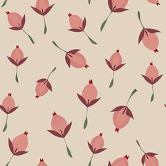 Illustration of a pattern of tiny, abstract rosebuds scattered evenly across the canvas.