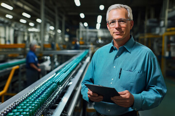 Supervisor overseeing production line in a manufacturing facility