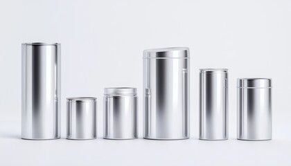Describe how the clean lines and smooth surface of the silver cans can inspire modern product packaging across other industries, such as cosmetics or technology