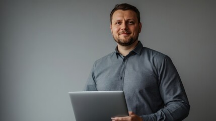The Man with Laptop Smiling