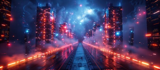 Futuristic Cityscape with Neon Lights