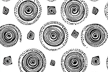 African geometric pattern in black and white for design prints