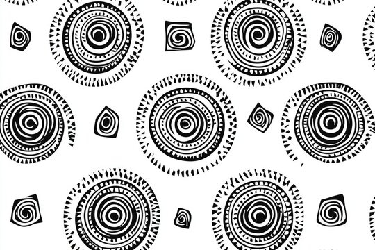 African geometric pattern in black and white for design prints