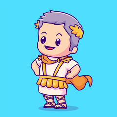 Cute Roman Emperor Cartoon Vector Icon Illustration. People
Holiday Icon Concept Isolated Premium Vector. Flat Cartoon
Style
