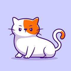 Obraz premium Cute Angry Cat Sitting Cartoon Vector Icon Illustration. Animal Nature Icon Concept Isolated Premium Vector. Flat Cartoon Style