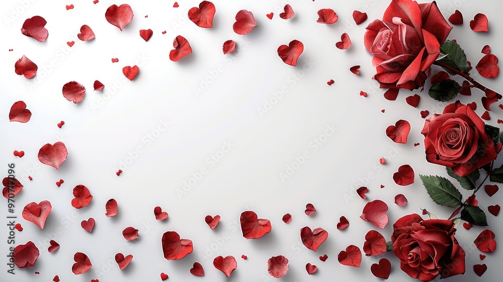Poster frame for valentine day, white background, free space for text. generative ai.